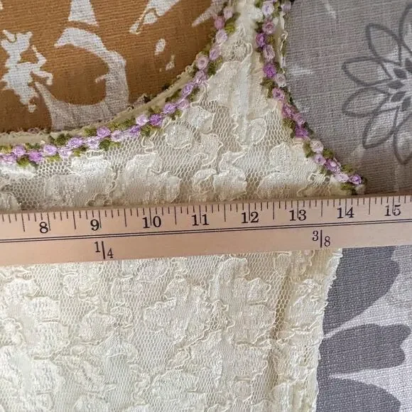 SOLD SOLD SOLD Vintage 90's Betsey Johnson LUXE Ivory Lace Slip Dress - Picture 11 of 15